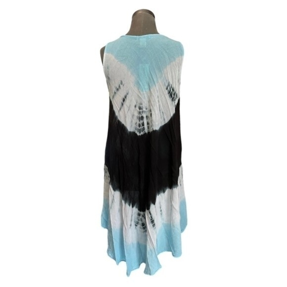 Women's Floral Embroidered Tie Dye Umbrella Midi Dress One Size Sleeveless NWT - Picture 6 of 8